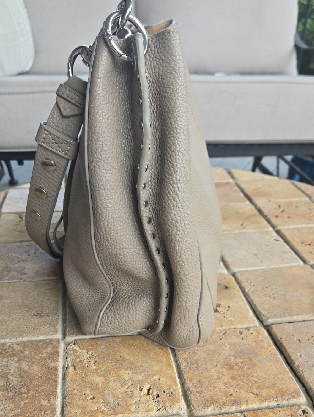 Rebecca Minkoff Neutral Taupe Leather Shoulder Bag - Classic Womens Crossbody - Picture 6 of 16